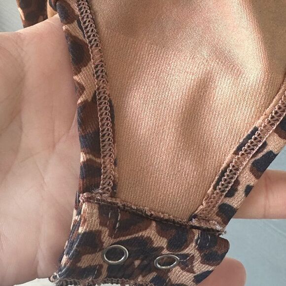 NWOT Anthropologie The Renna Seamless Square-Neck Bodysuit Brown Motif Size L/XL - Picture 7 of 7